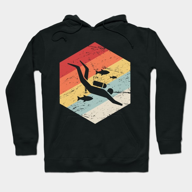 Retro 70s Scuba Diver Icon Hoodie by MeatMan